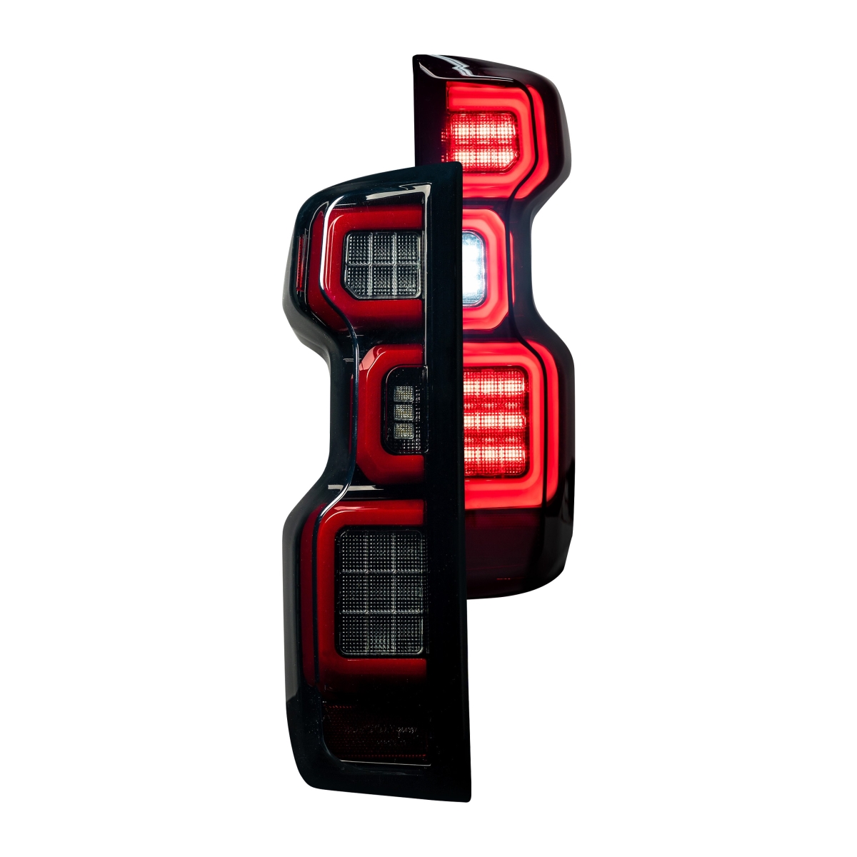Fiber Optic LED Tail Lights for 2019-2020 Chevy Silverado 1500, Black & Smoke