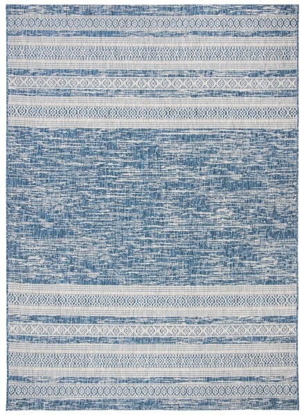 5 ft. 3 in. x 7 ft. 7 in. Courtyard Indoor & Outdoor Medium Rectangle Area Rug, Navy & Gray