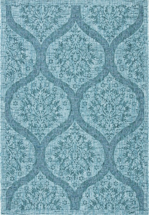 5 ft. 3 in. x 7 ft. 7 in. Courtyard Indoor & Outdoor Medium Rectangle Area Rug, Blue & Gray