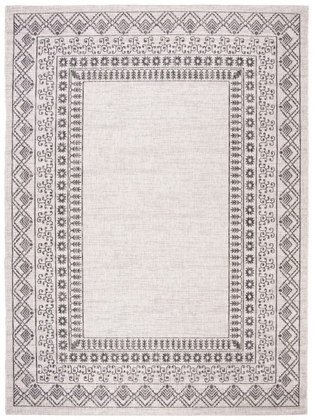 5 ft. 3 in. x 7 ft. 7 in. Courtyard Indoor & Outdoor Medium Rectangle Area Rug, Black & Beige