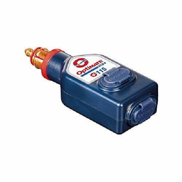 TCMO-115V2 Optimate Dual USB 3300mA In-line Charger with Battery Auto Pro Off with Port Sealing System