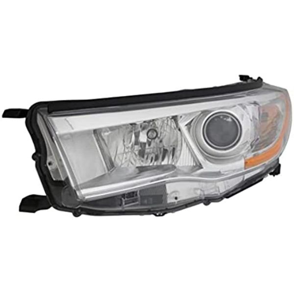 Left Hand Headlamp Assembly without Auto High Beam without Smoked Chrome for 2014-2016 Accent Highlander