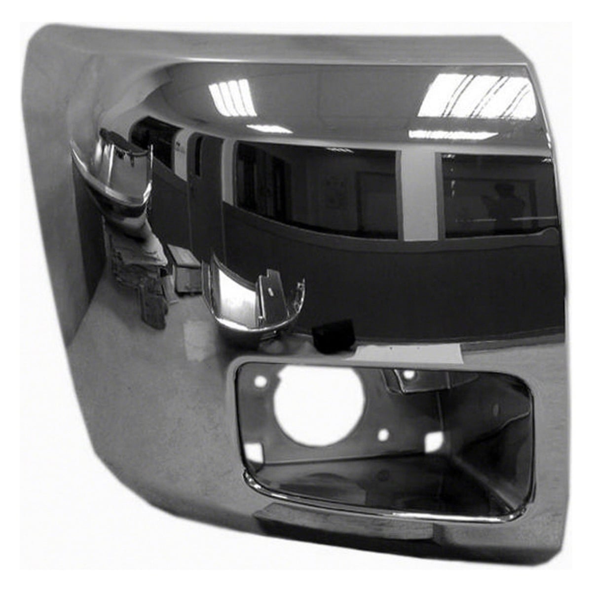 SHE902D-90AQR Right Front Bumper Extension Outer with Fog Lamps for 2007-2013 Chevy Silverado 1500 - Chrome