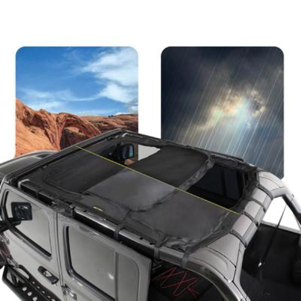 Smittybilt SMB97500 Black Mesh Extended Shade Top with Skylights for 2018-C Jeep Wrangler JL 4 Door