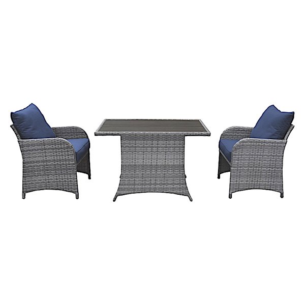 3 Piece Balcony Bistro Set with Storage Cover - Navy