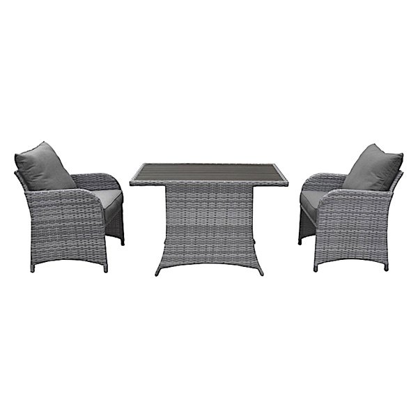 3 Piece Balcony Bistro Set with Storage Cover - Dark & Medium Gray