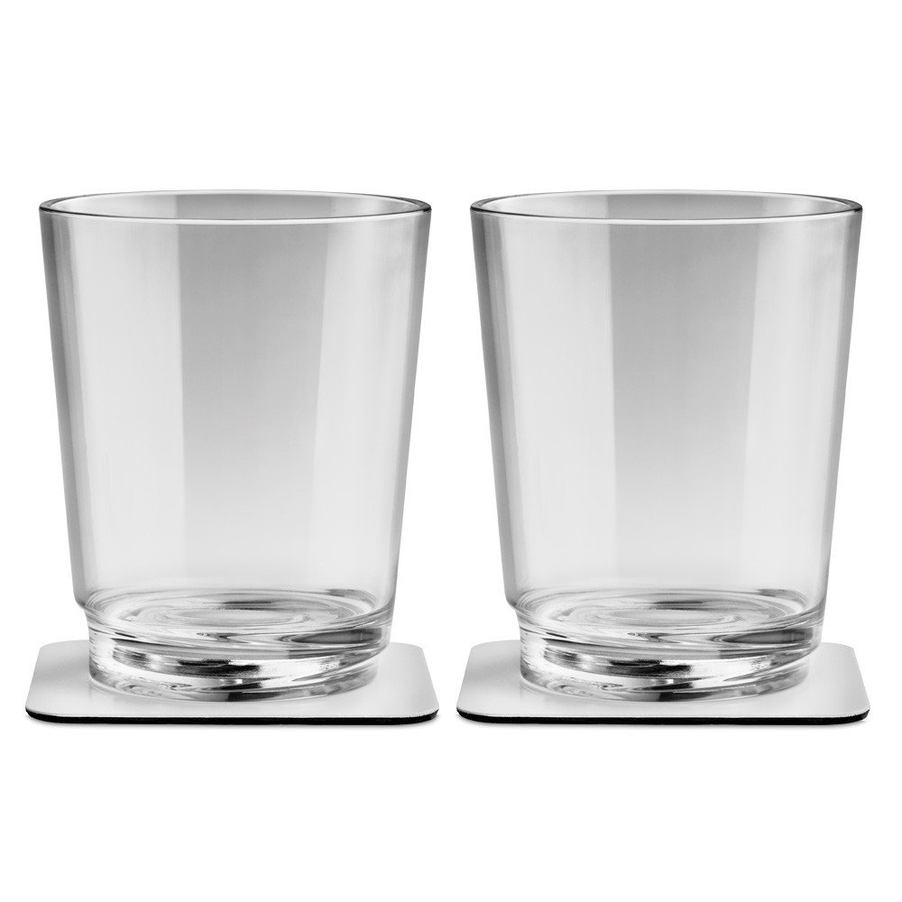 SILS025-0501-2 Magentic Drinking Cups with Metallic Nonslip Coasters - The Classic - Set of 2