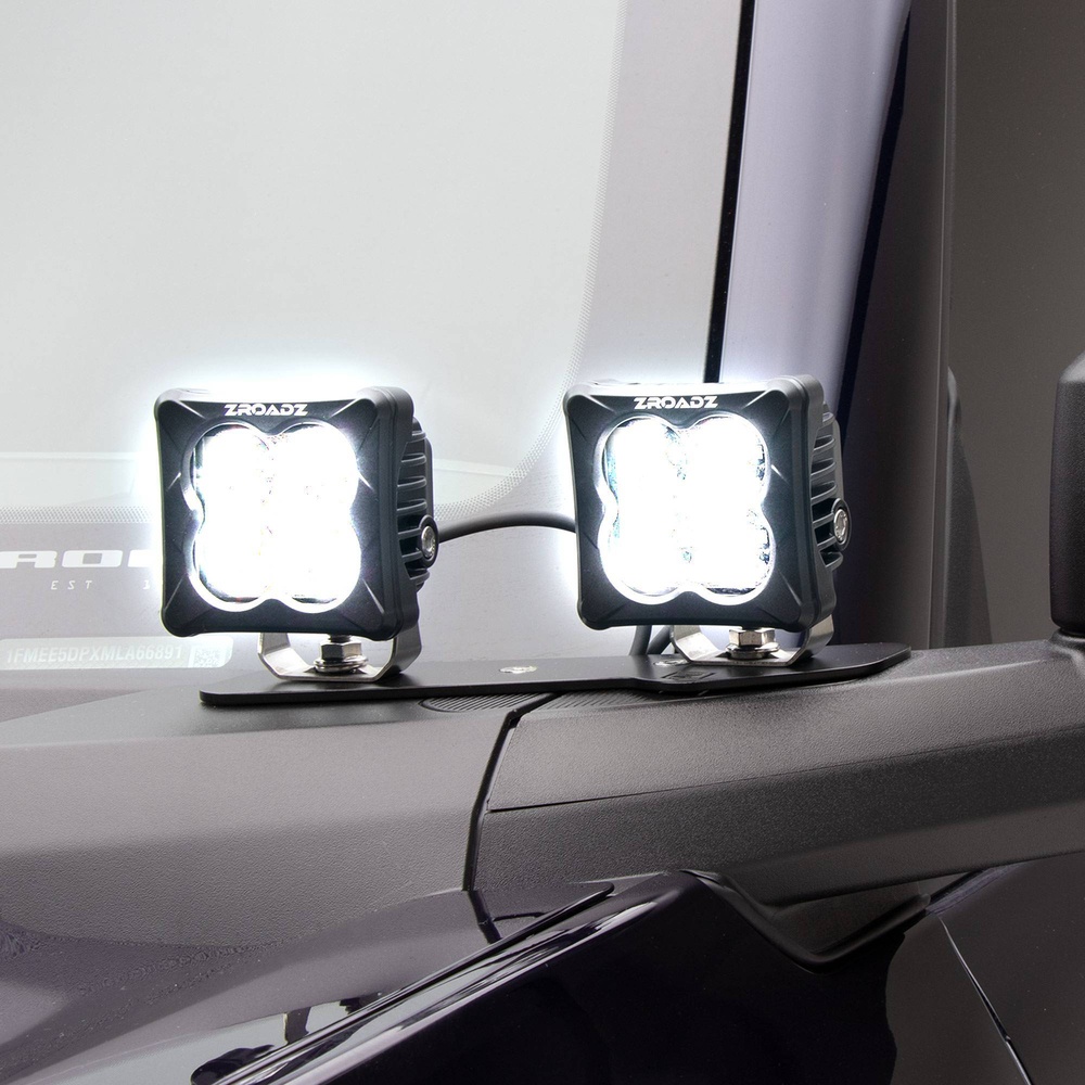 ZRDZ365401-KIT4 A Pillar LED Bracket to Mount Four 3 in. LED Pod Lights & Wiring Harness for 2021-C Ford Bronco