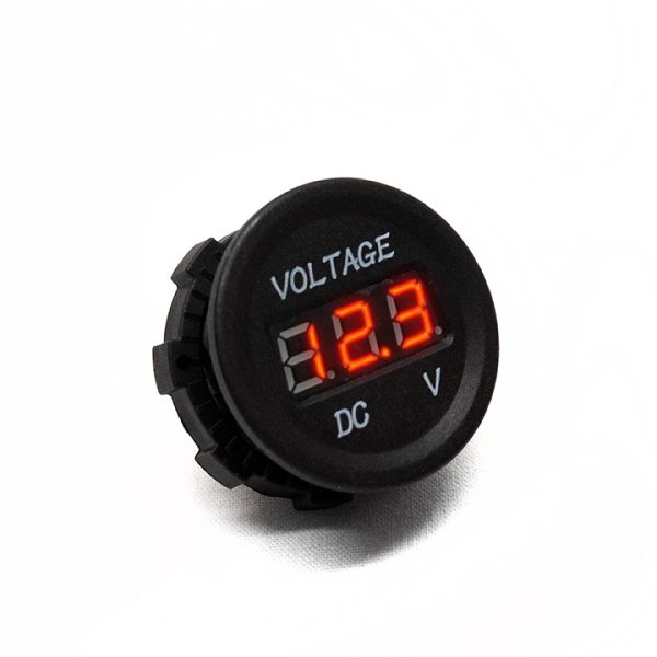 Round Socket-Sized Voltage Gauge W/ Red Digital Led Display