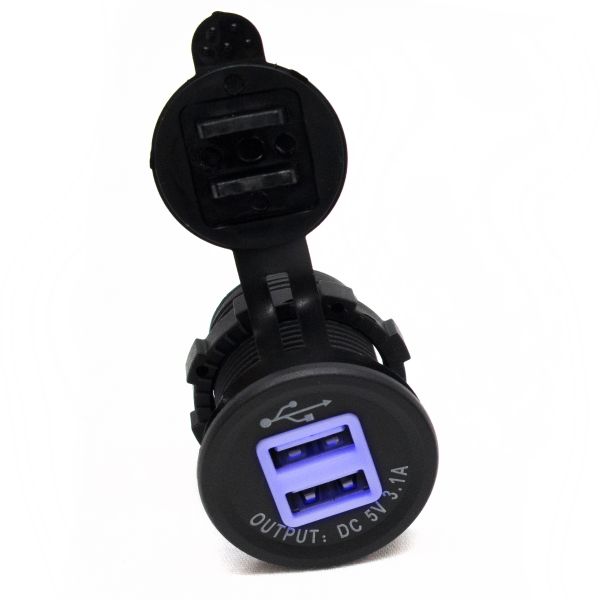 Marine Sport Lighting Dual Port USB Socket with Four Blue LEDs | by West Marine