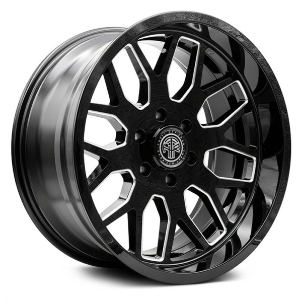 22 x 10 in. Gloss Black & Milled 8 x 165.1 Bolt Pattern 21 mm Offset 125.2 Center Bore Monarch 901 Wheel