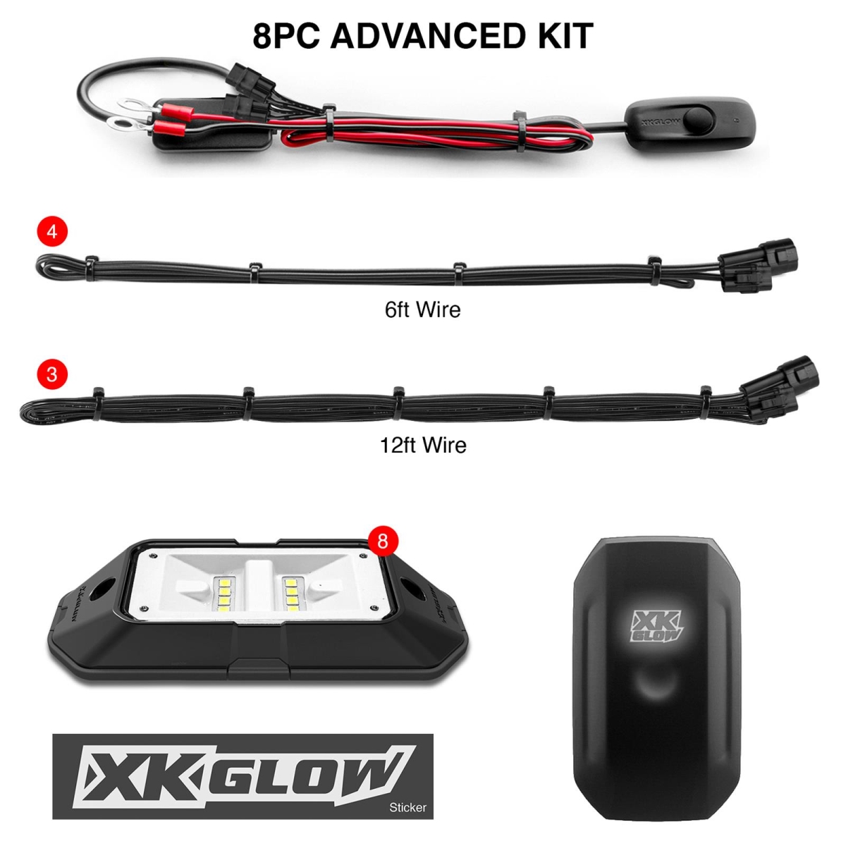 Built to Be Impact & Waterproof Rock Light Kits, Pure White - 8 Piece