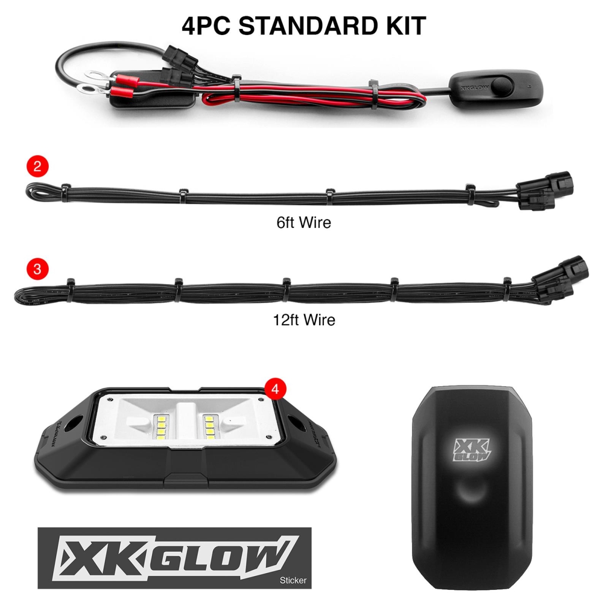 XKGLOW Pure White Rock Light Kit for Trucks Jeeps & Bronco (249220)
