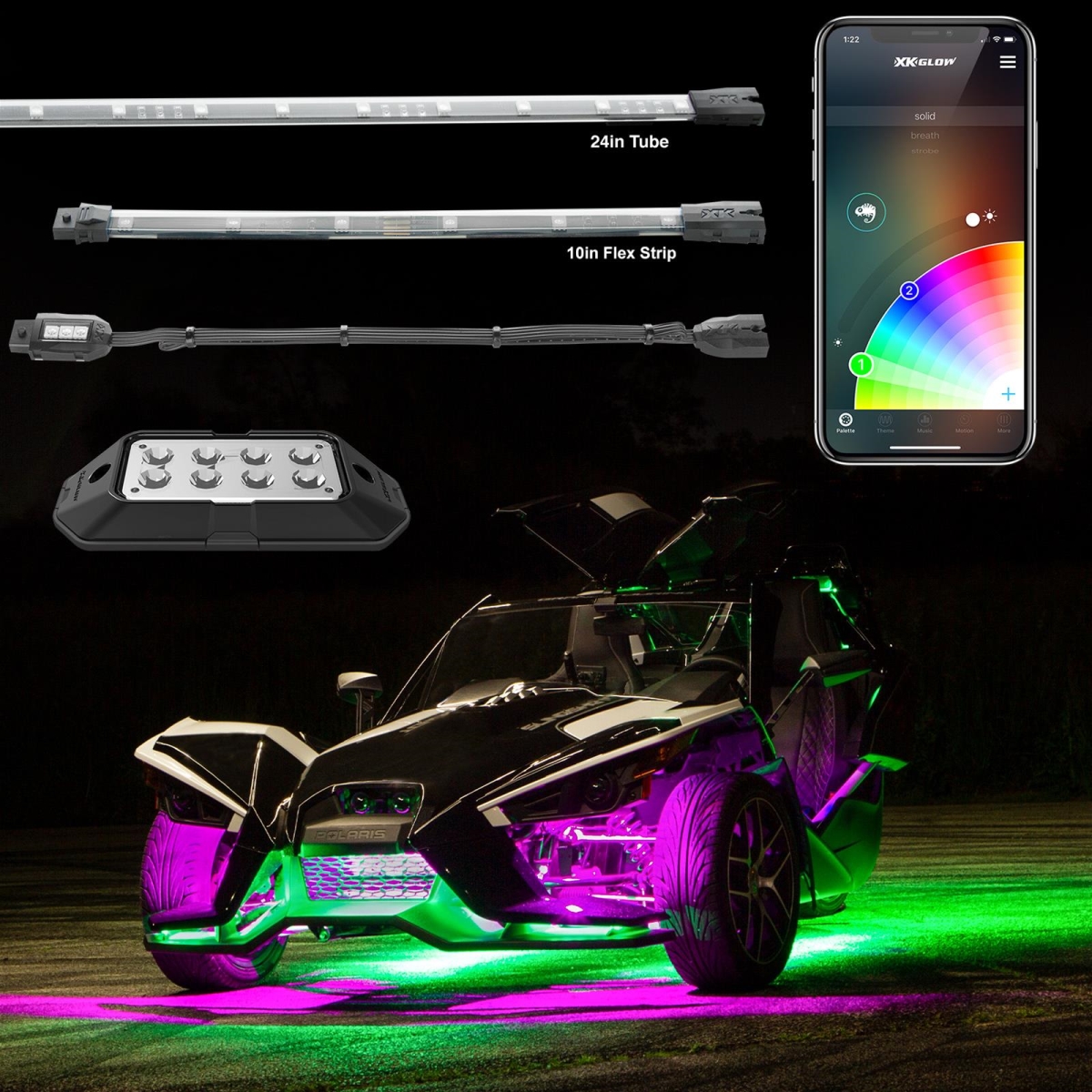 XKGLOW Polaris Slingshot Underglow LED Light Kit XKchrome App Controller (XK-SLING-ADV, XK-SLING-STA) (248911)