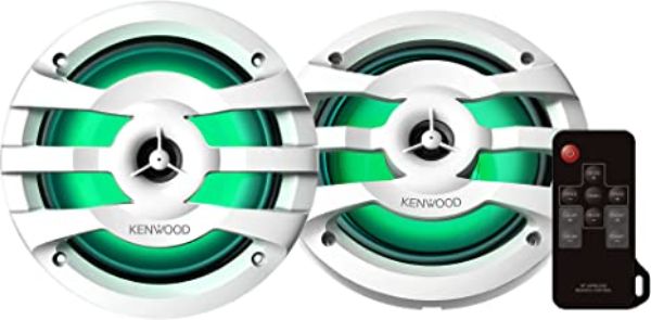 KNWKFC-1673MRWL 6.75 in. 2-Way Marine Speaker with RGB Lighting Remote Control, White -  Kenwood