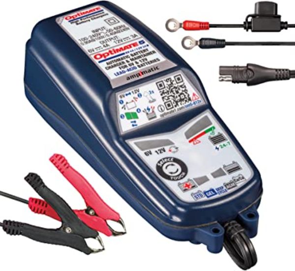 Optimate Select 8-Step Battery Saving Charger & Maintainer with 2 Battery Voltages, Silver