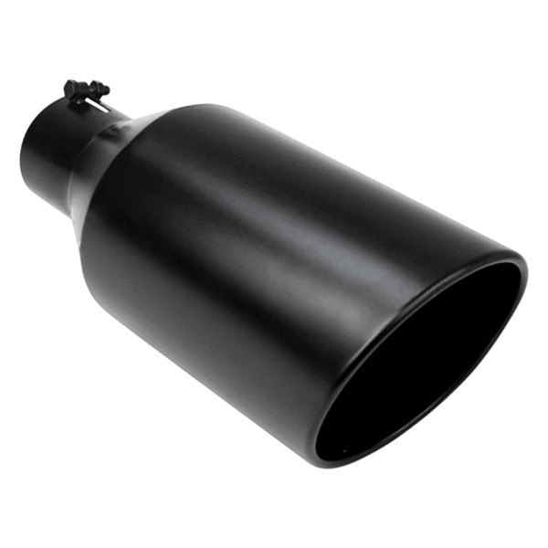 DTEBQ9-508015RBK 5 x 15 x 8 in. Bolt On Exhaust Tip Rolled Slant, Black Powder Coated