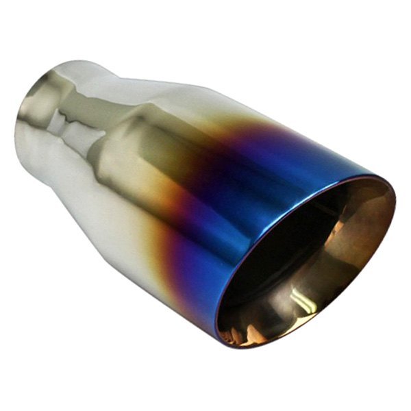 DTEDT-24017BF 2.25 x 3.50 in. Angle Double Wall Flame Exhaust Tip Rolled Slant, Blue