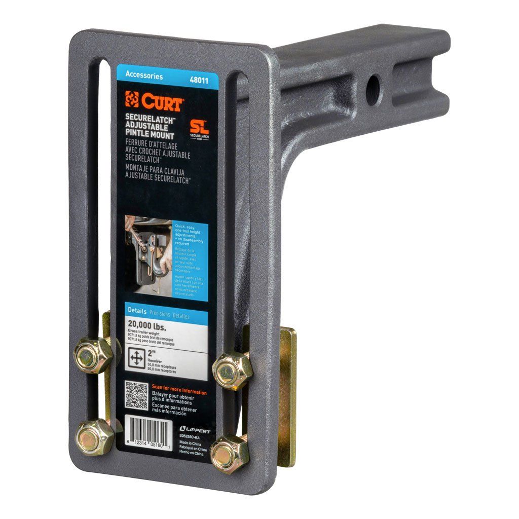 CUR48011 2 in. Shank 20000 lbs Securelatch Adjustable Pintle Mount