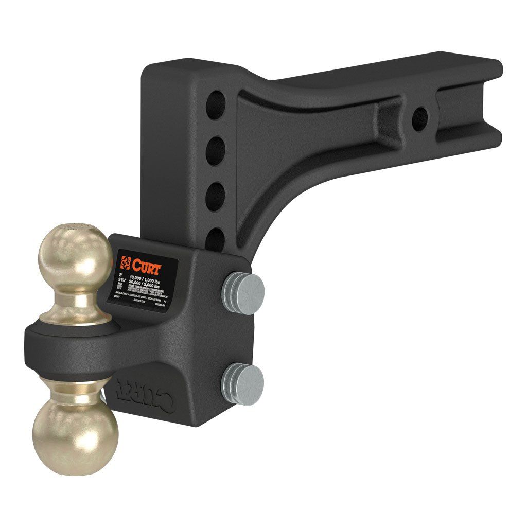 CUR45937 HD Adjustable Trailer Hitch Ball Mount with 2.5 in. Shank Dual Ball