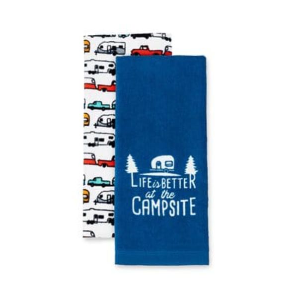 Picture of Camco CMC53301 RV Patterns Libatc Dish Towel Set, Blue & White