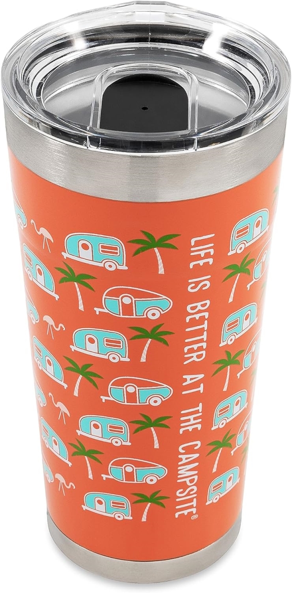 Picture of Camco CMC53322 20 oz Libatc Wrapped Tumbler&#44; Pink with Palm Tree Pattern