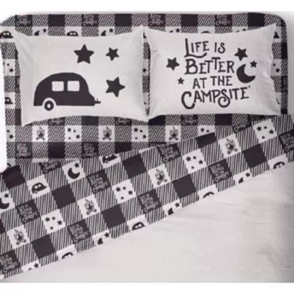 CMC53474 Libatc Buffalo Bed Sheets King, Black & White
