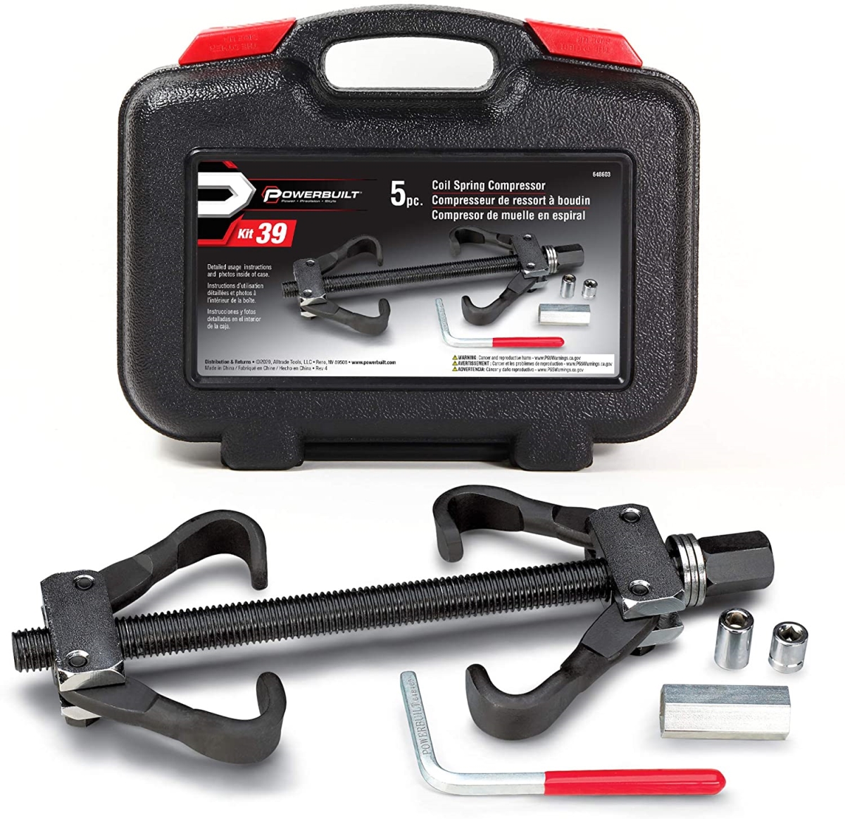 Coil Spring Compressor Kit, Black - 5 Piece