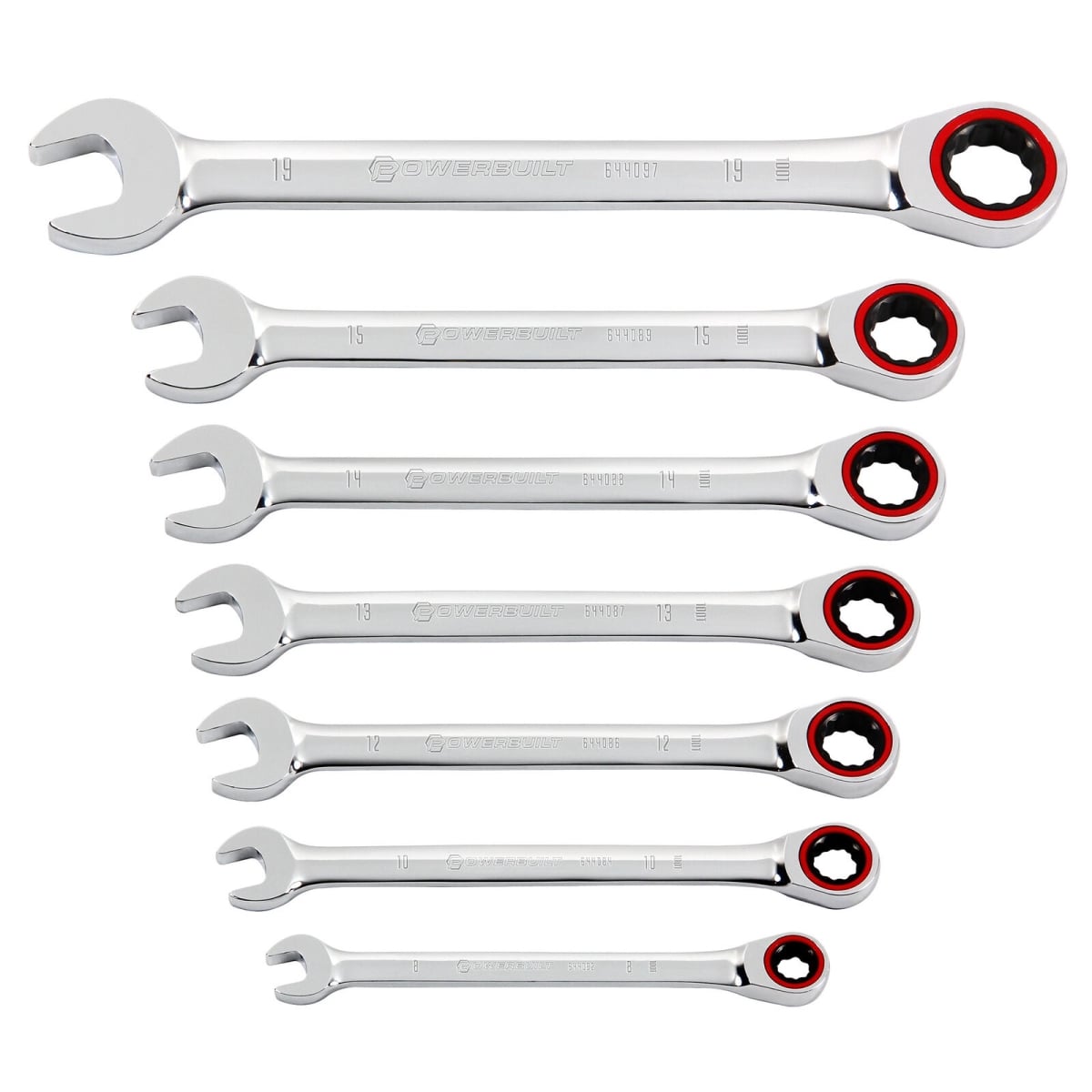 Metric 100 Tooth Ratcheting Wrench Set, Silver - 7 Piece