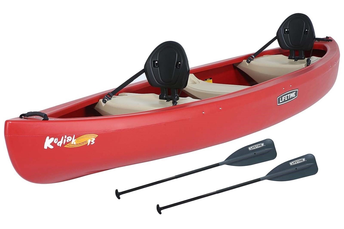 Picture of Lifetime LFT90658 13 ft. Large Plastic Lifetime Kodiak 3 Seats Canoe with Paddles&#44; Red