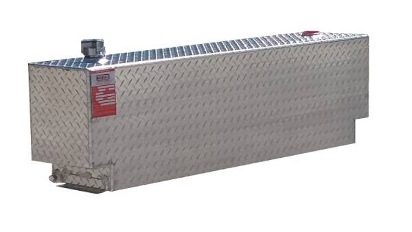 ATITTR43B 43 gal Polished Aluminum Rectangle Refueling Tank with Notched Bottom Side, Black