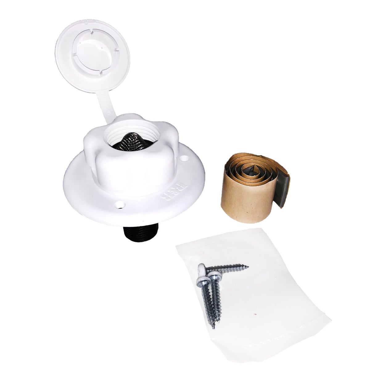 Flusher Water Flange with Plastic Valve, Polar White