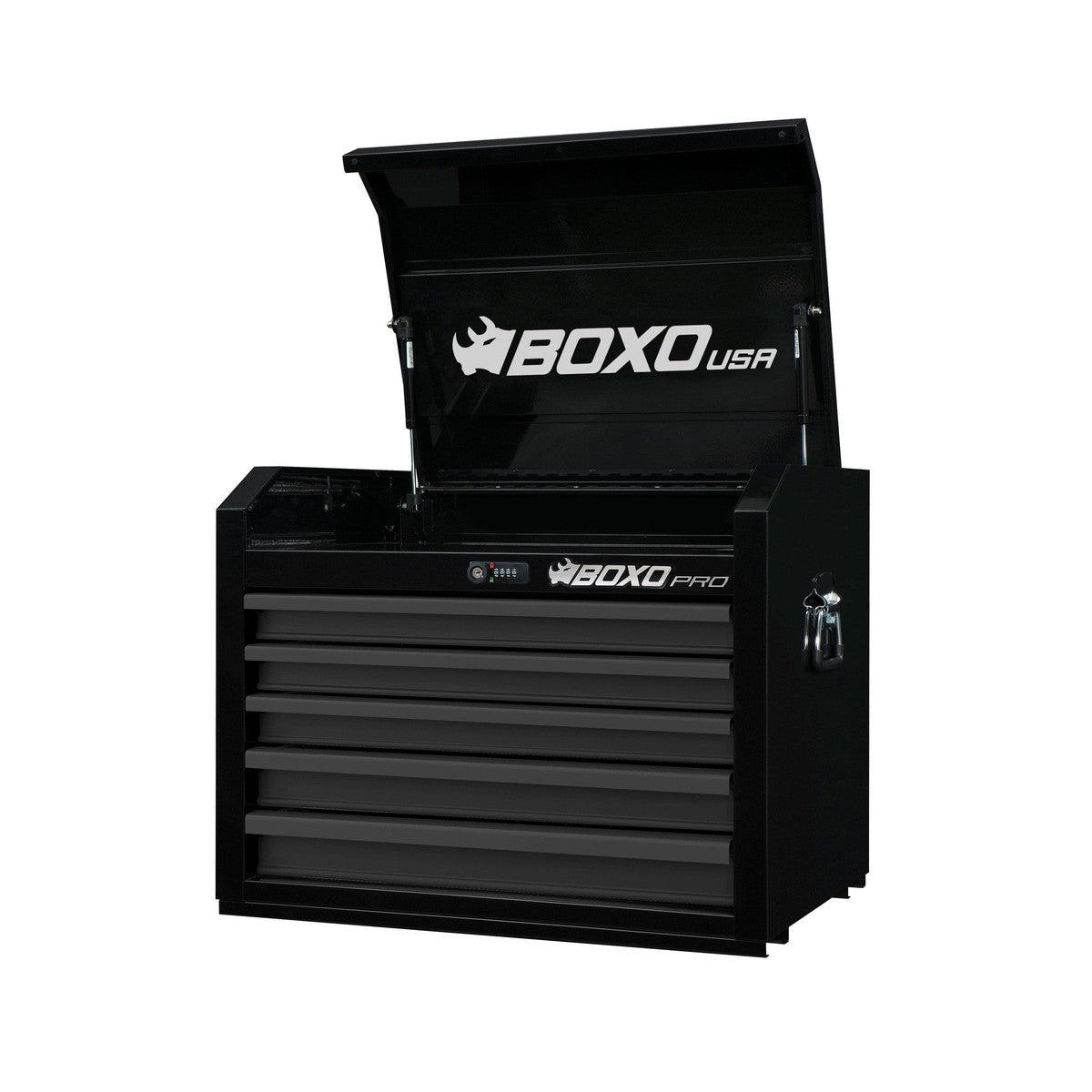 Picture of Boxo Tools BOXUAC2651AL-BK-1 26 in. Pro Series 5-Drawer Top Tool Chest&#44; Gloss Black