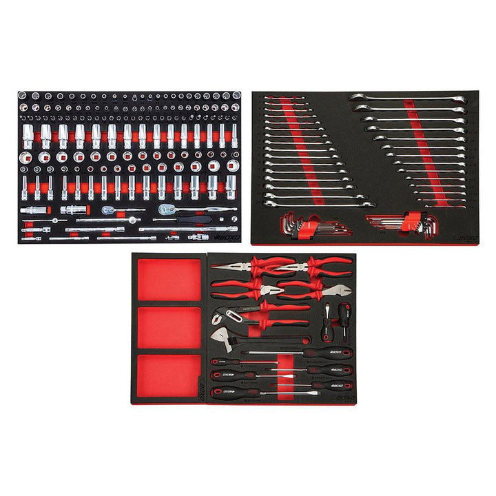 Picture of Boxo Tools BOXBXE005A-R2 Metric & SAE Tool Set - 6 Point Shallow & 12 Point Deep Sockets - 217 Piece