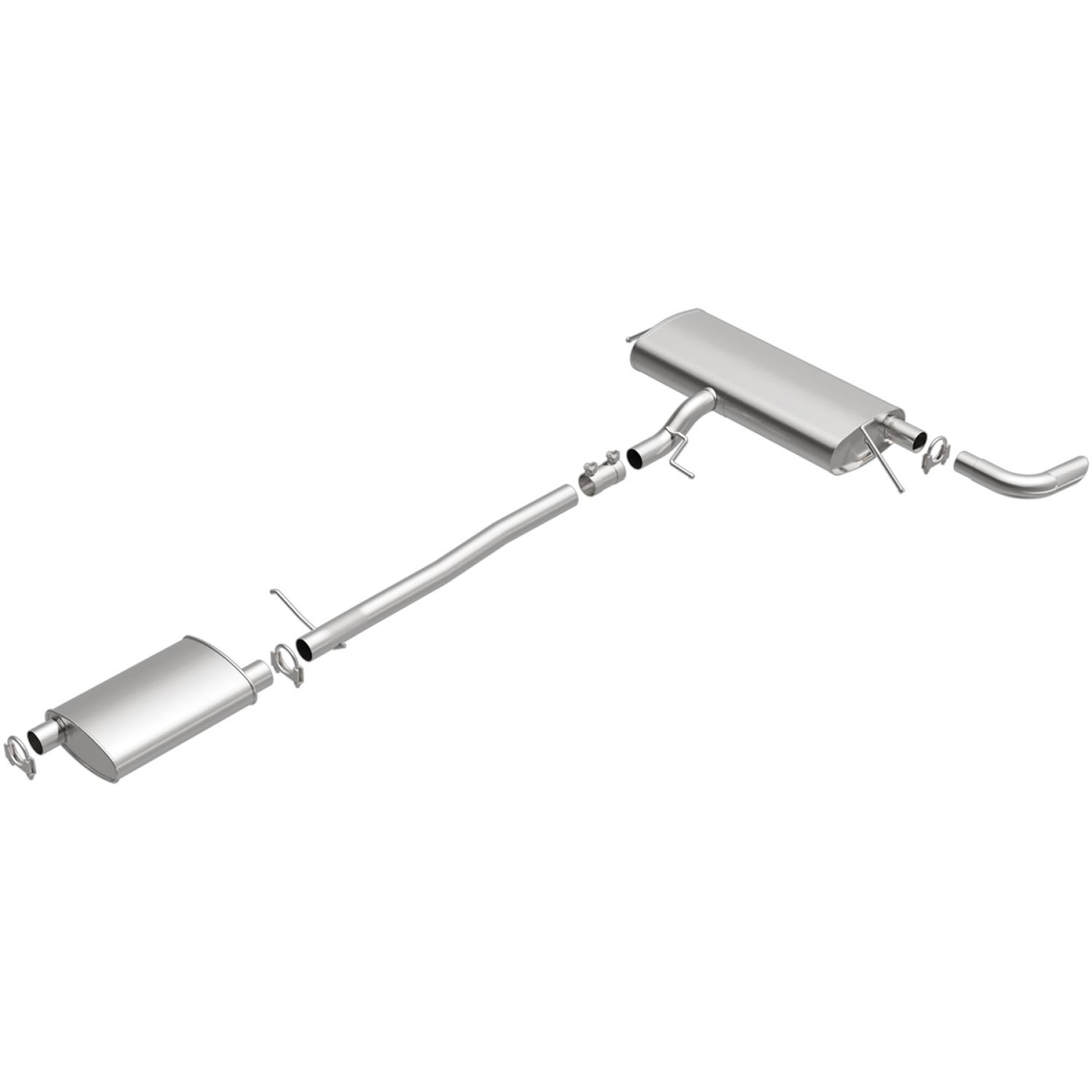 Exhaust System, Aluminized Steel; With Mufflers; 2-1/4 Inch Pipe Diameter; Single Exhaust