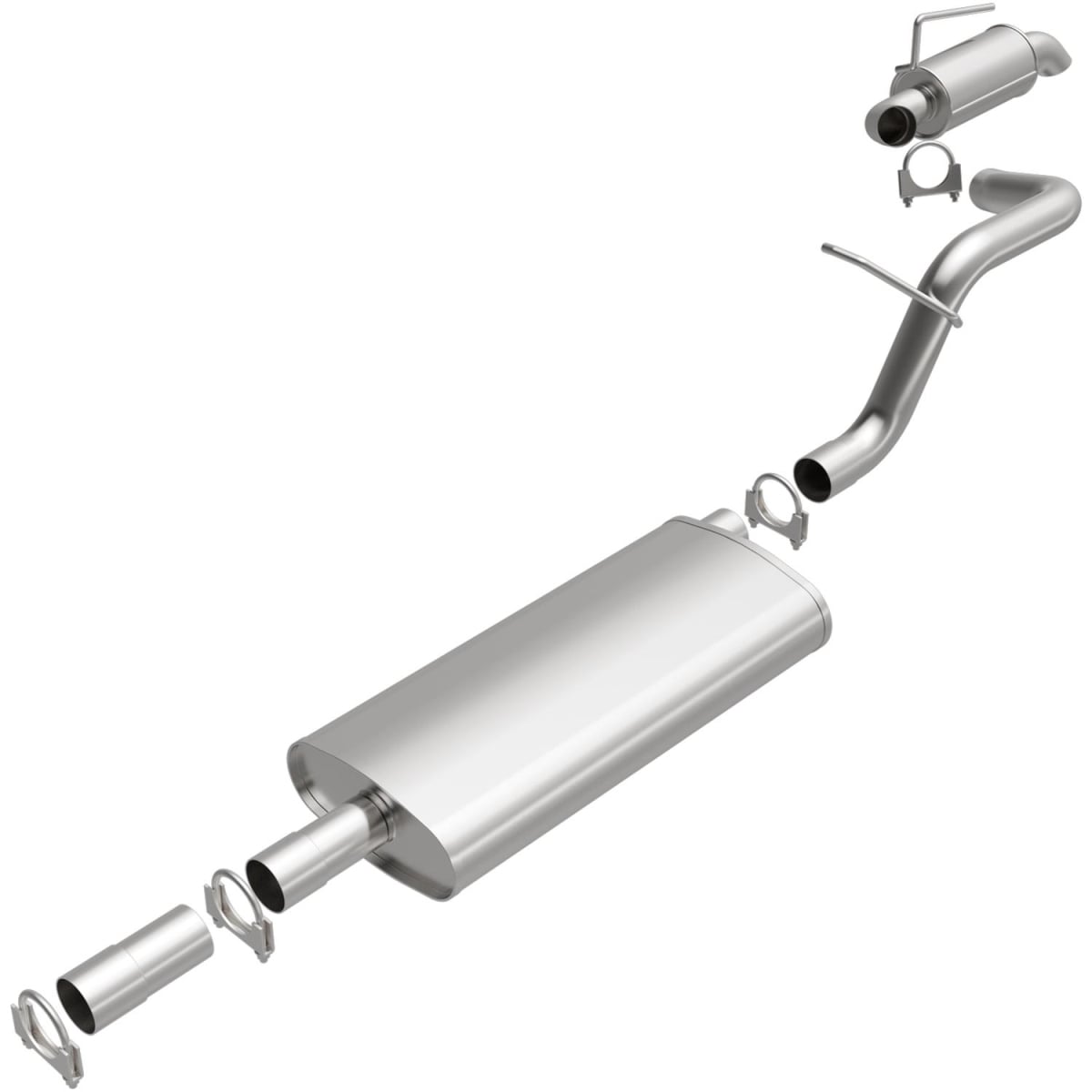 Exhaust System, Aluminized Steel; With Mufflers; 2-1/2 Inch Pipe Diameter; Single Exhaust