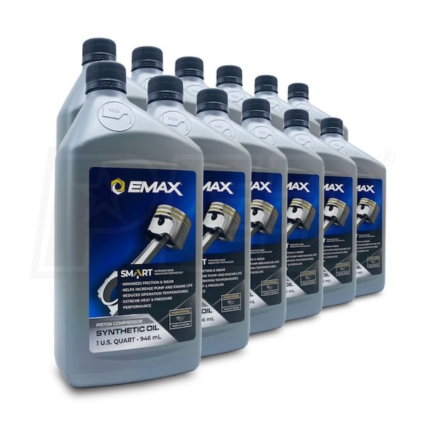 EMAX 1 Qt 30W Smart Synthetic Oil for Piston Air Compressor 12 Pack - OILEXPIS102C