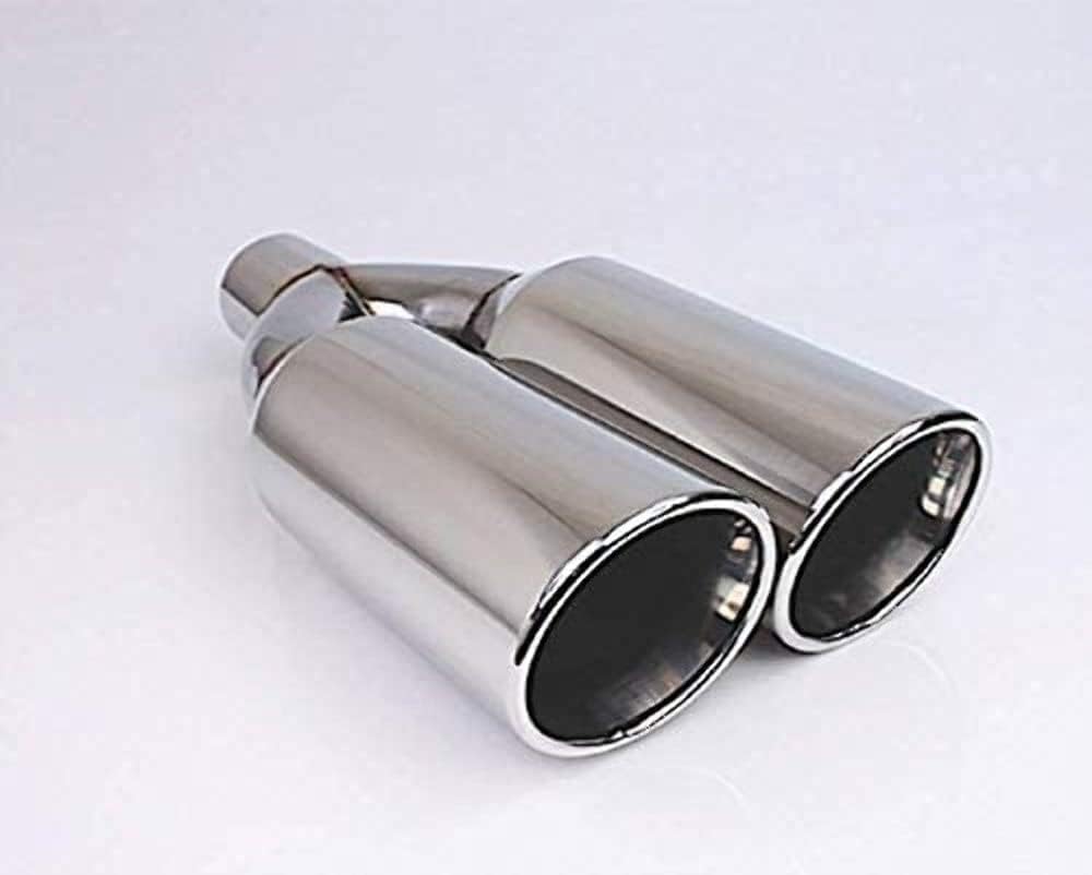 5 & 3 in. ID Dual Double Wall Rolled Edge 18.75 in. Stainless Steel Exhaust Tip - 10.25 x 5 in.
