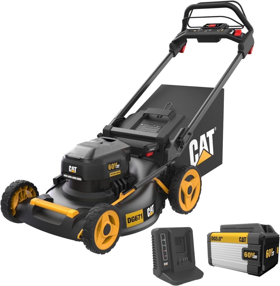 CTTDG671 60V 21 in. Variable Speed Self Propelled Brushless Lawn Mower with 5.0Ah Battery & Charger -  Cat