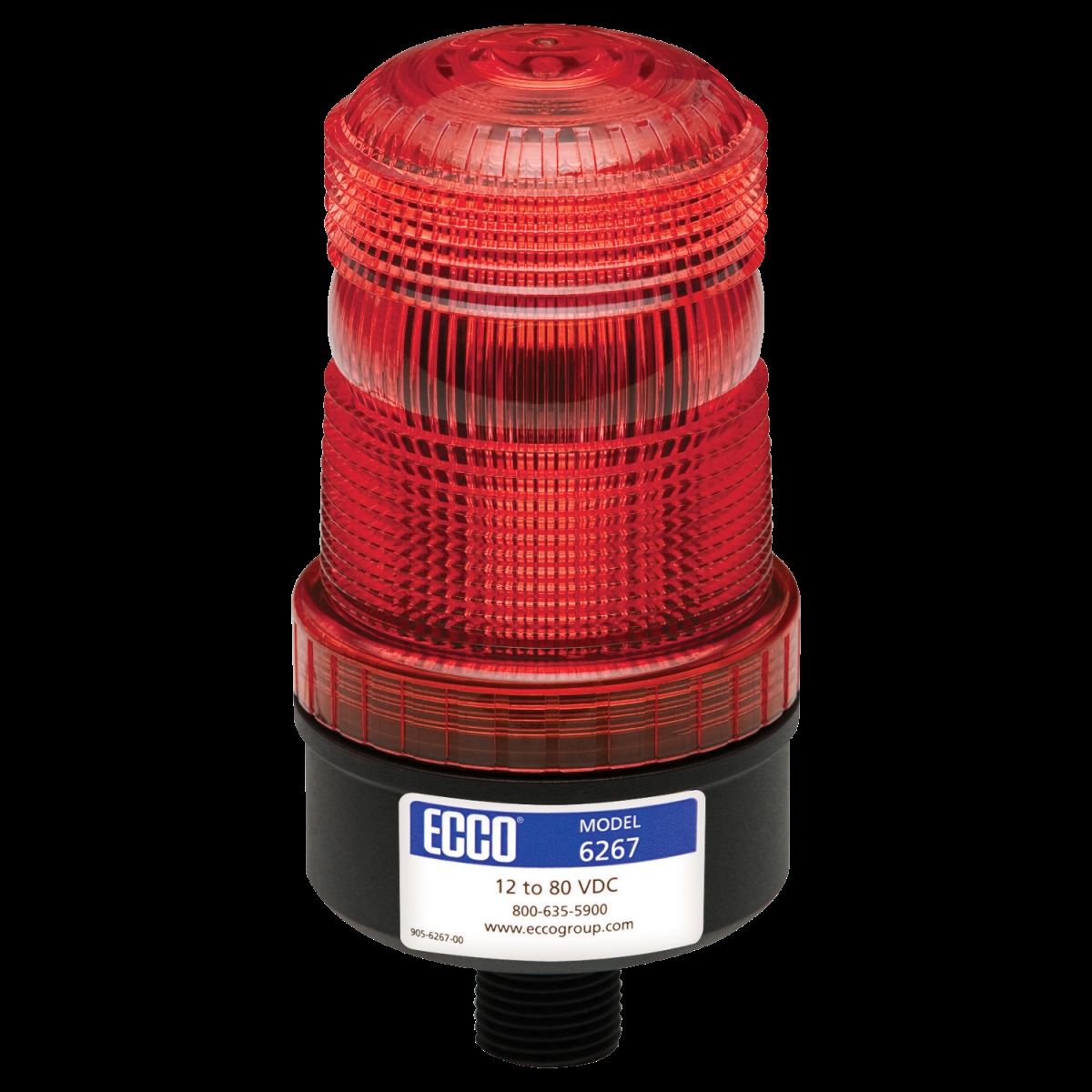 ECC6267R 1280V DC Pulse 8 Flash Medium Profile LED Beacon with 0.5 in. Male Pipe Mount, Red