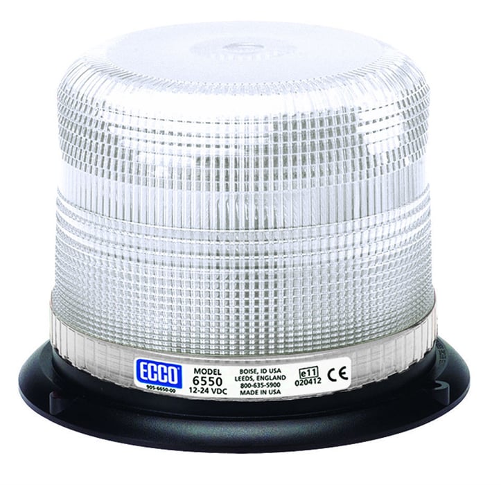 ECC6550C Strobe Beacon Low Profile 1248 VDC 7 or 10 Joules Double Or Quad Flash Strobe Light, Clear