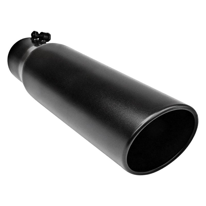 DTEBQ9-405015RBK Black Powder Coated 5 in. Rolled Slant 15 in. Bolt On Black Exhaust Tip - 4.00 in. Inlet & 5 in. Outlet