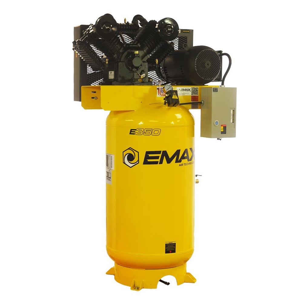 EMCESL10V080V1 Industrial 10HP Air Compressor 2 Stage 1 Phase 38CFM 80 gal with Isolator Pads -  Emax Compressor