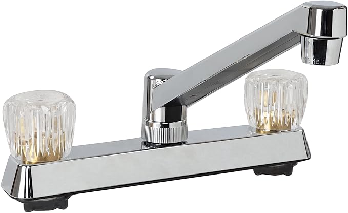 AMBYJ800F-E D-Spout Kitchen Faucet with Empire - Plastic Underbody, Chrome, 8 in.