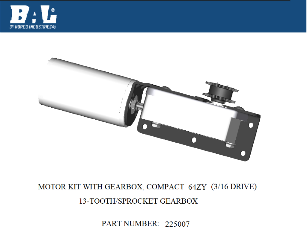 BAL225007 Compact Standard Motor Kit - 0.1875 in. Drive, R25074