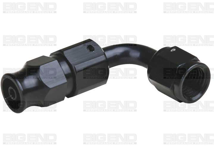 BEP23492 4 AN PTFE Aluminum Hose End - 90 deg, Black