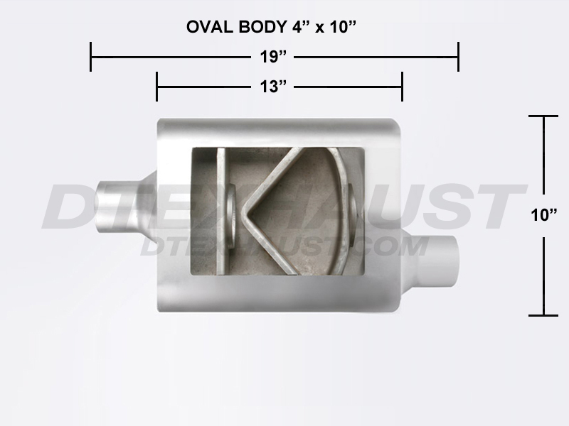 DTE83042 4 x 10 x 13 in. Center & Offset Flowsound Muffler - 3 in. ID & 3 in. OD