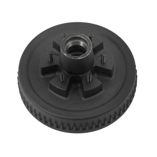DXT008-201-09 Trailer Hub & Drum - 6 on 5.5 in. Bolt Pattern - Cups & Studs, Raw - 6000 lbs