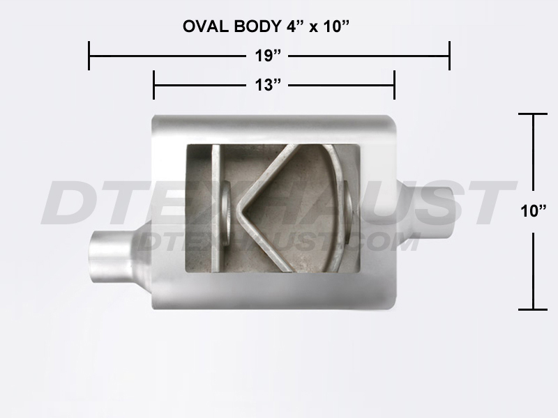 DTE83041 4 x 10 x 13 in. Center & Offset Flowsound Muffler 3 in. ID & 3 in. OD