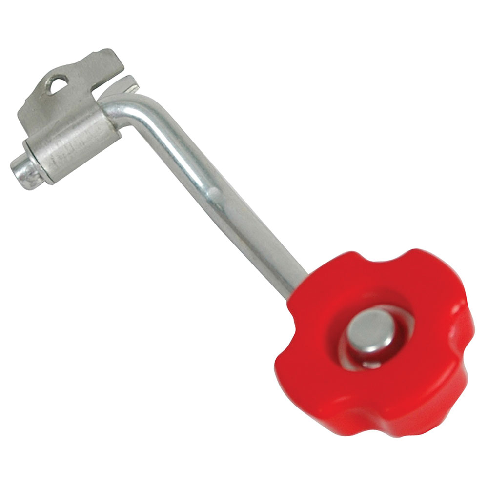 DRT500180 Replacement Part Trailer Jack - Topwind Crank, 6.75 in. Radius with Red Bulldog Knob for 750-5, 000 lbs Jacks - Silver